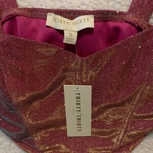 Thirty Thirty LA Crop Top Size Small Pink Glitter Shiny Evening Club Girlcore